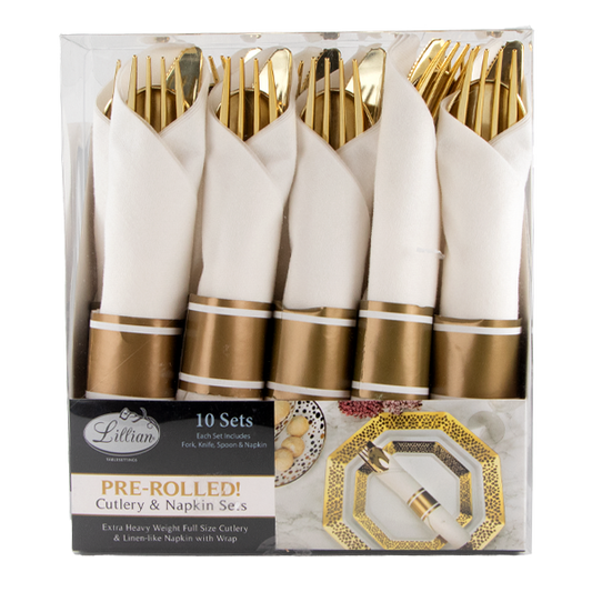 LILLIAN PRE-ROLLED CUTLERY & NAPKIN SET 10